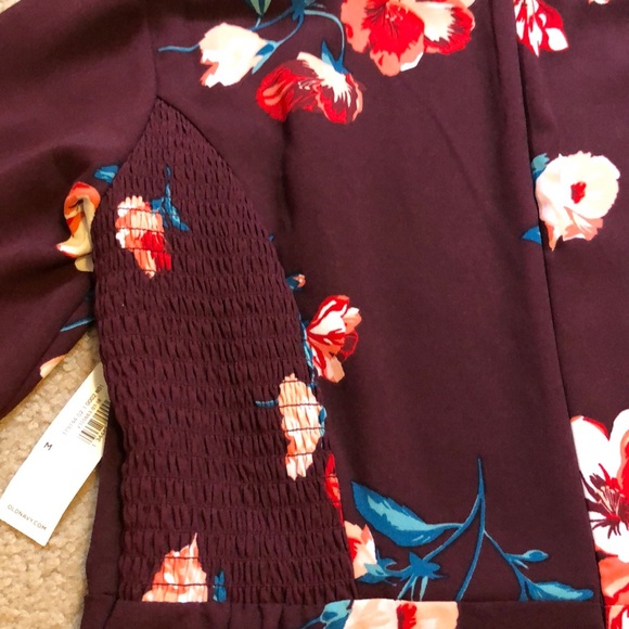 Purple floral dress with mini bell sleeve - Picture 3 of 5